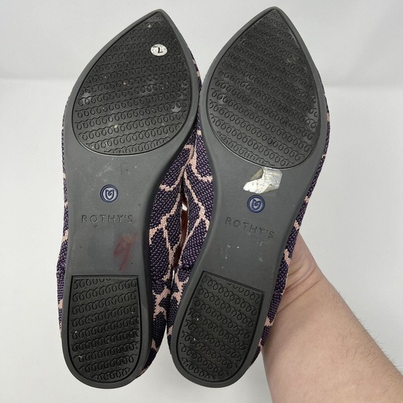 Rothy's The Point Violet Giraffe Knit Animal Print Flats Women’s Size 7 EUC - Picture 6 of 7
